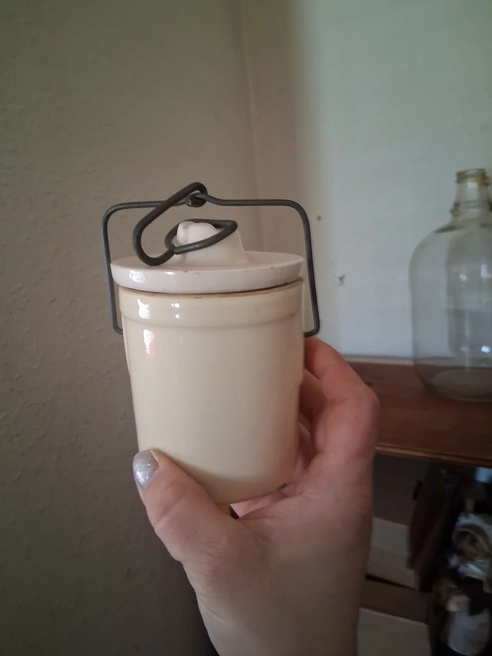 Cream Ceramic Storage Jar with Handle - Classic Kitchen Canister